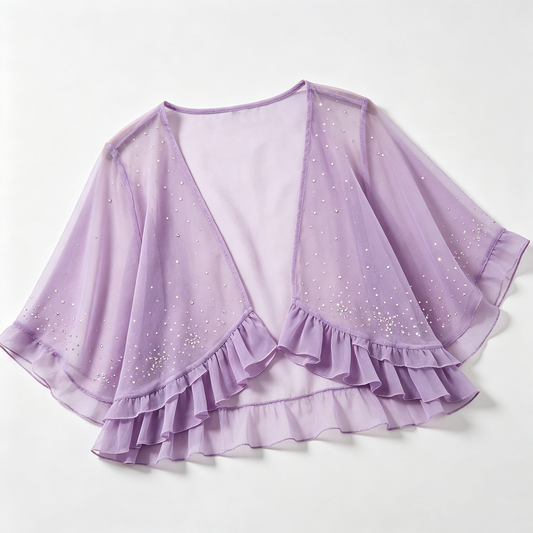 Lavender Sparkle Ruffle Shrug
