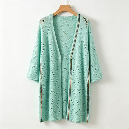 Mint Lattice Knit Cardigan
