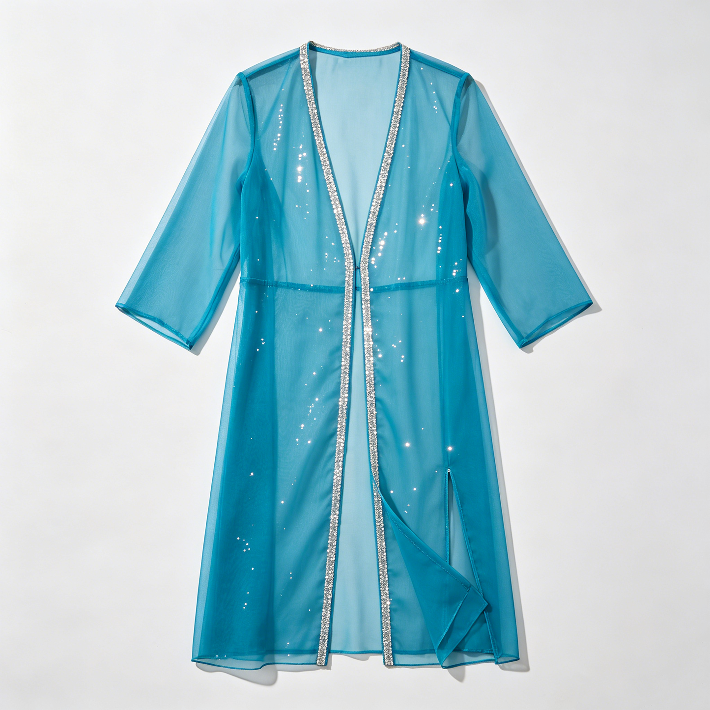 Turquoise Sparkle Trim Kimono