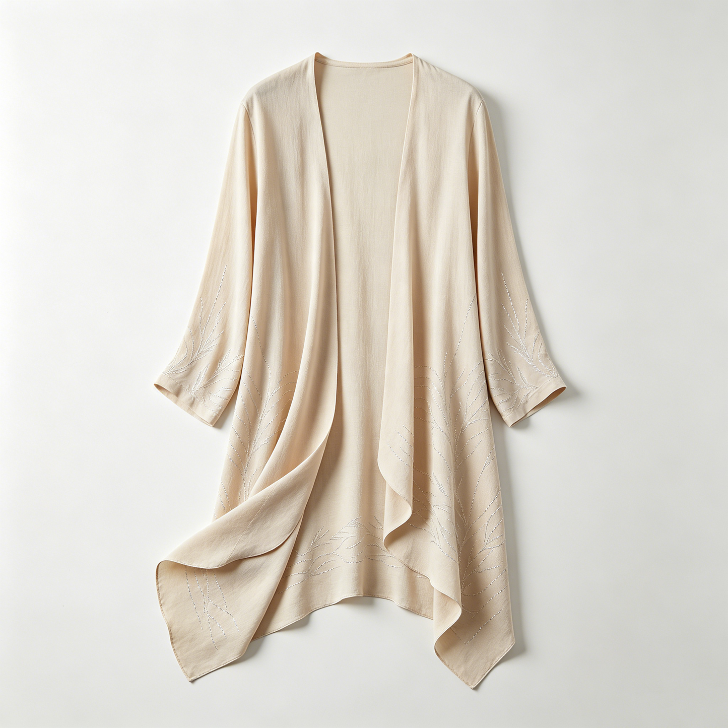 Beige Sparkle Leaf Knit Cardigan