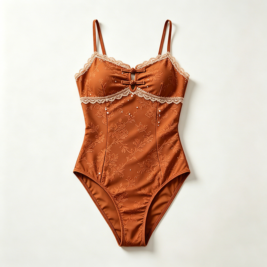 Caramel Qipao Lace One-Piece