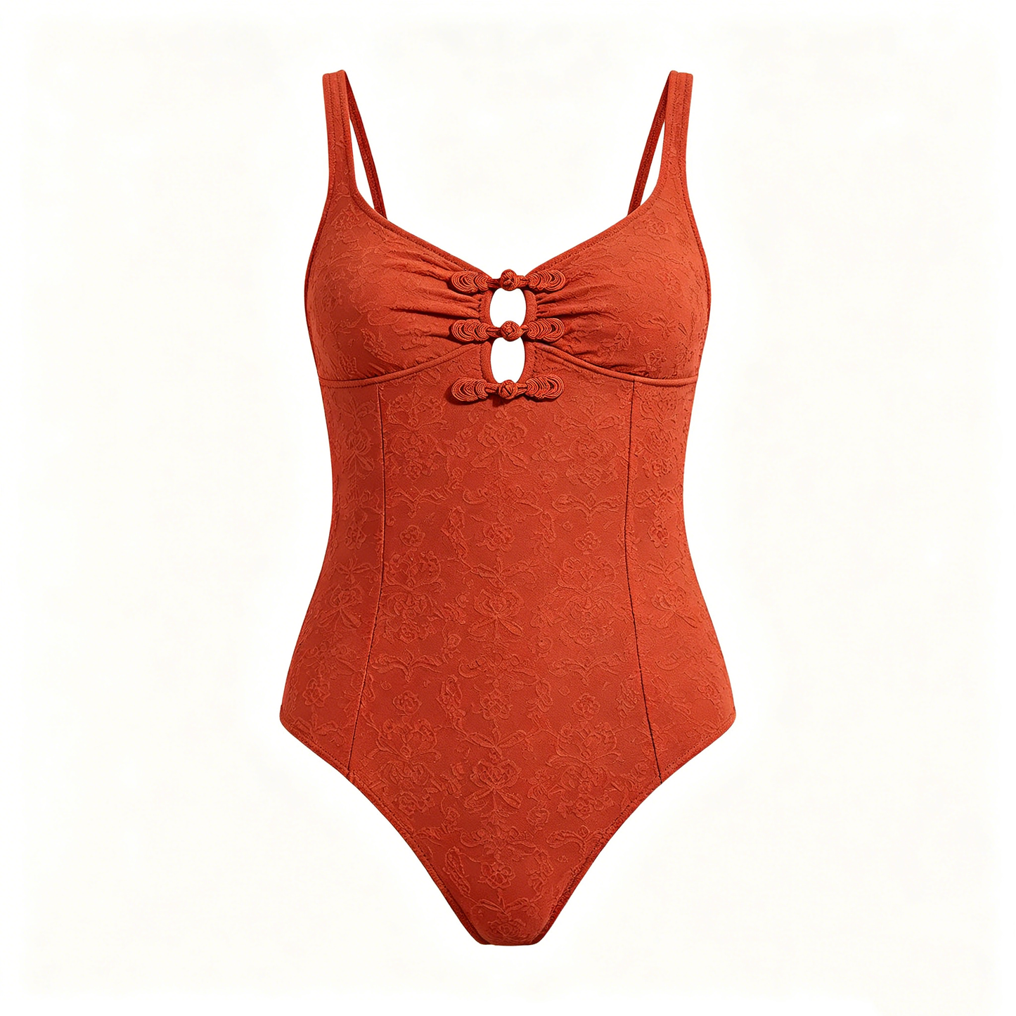 Terracotta Qipao Jacquard Swimsuit